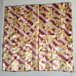 Vintage MAX INTERNATIONAL Women's Scarf YELLOW FLORAL Luxury Satin SQUARE 21"